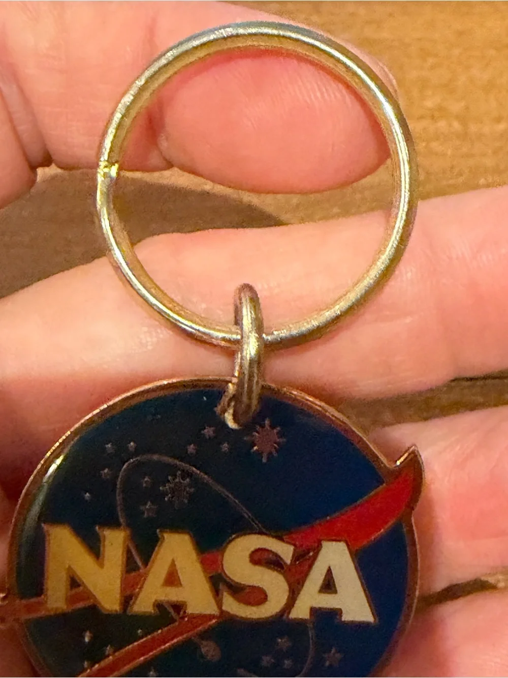Vintage NASA Metal Keychain Round